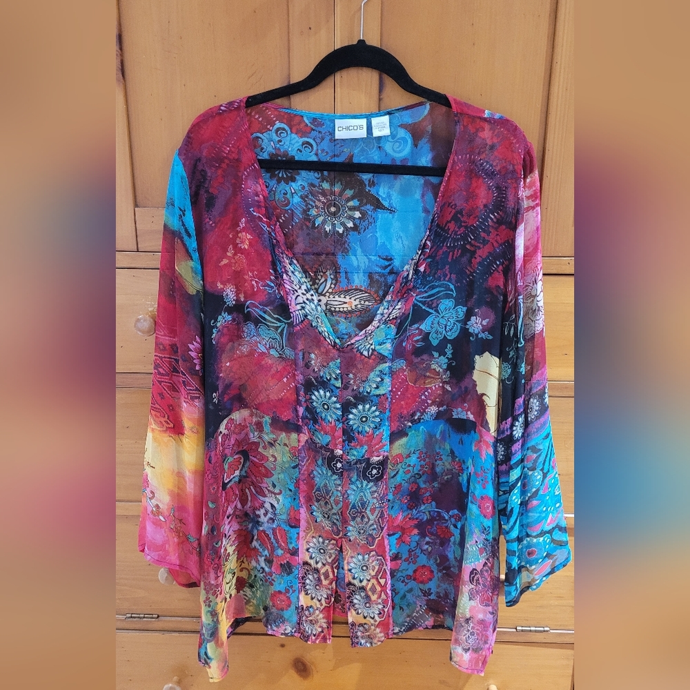 Chico's retro silk shirt